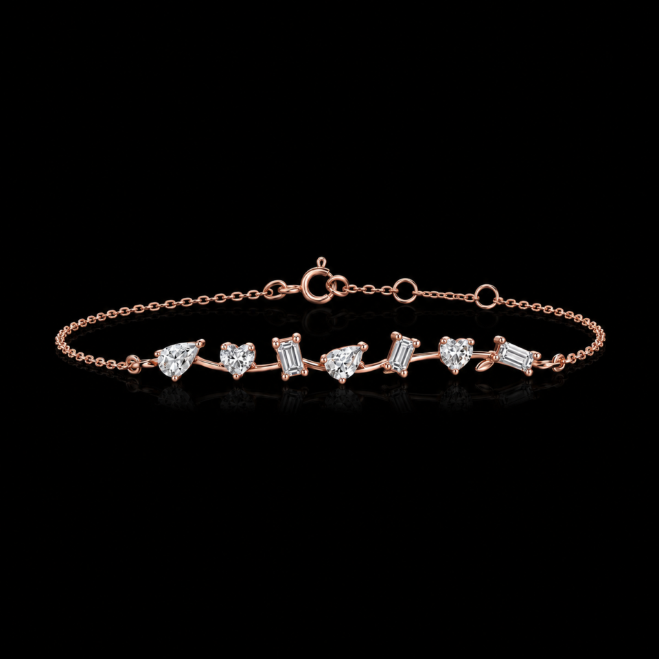 Multi-Shape Lab Grown Diamond Bracelet in 14K Solid Gold – Modern Fine Jewelry