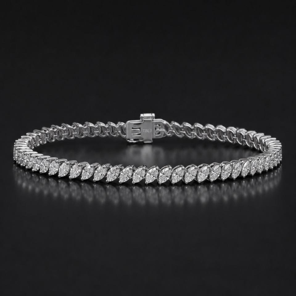 4.00 CTW Marquise Cut Lab Grown Diamond Tennis Bracelet