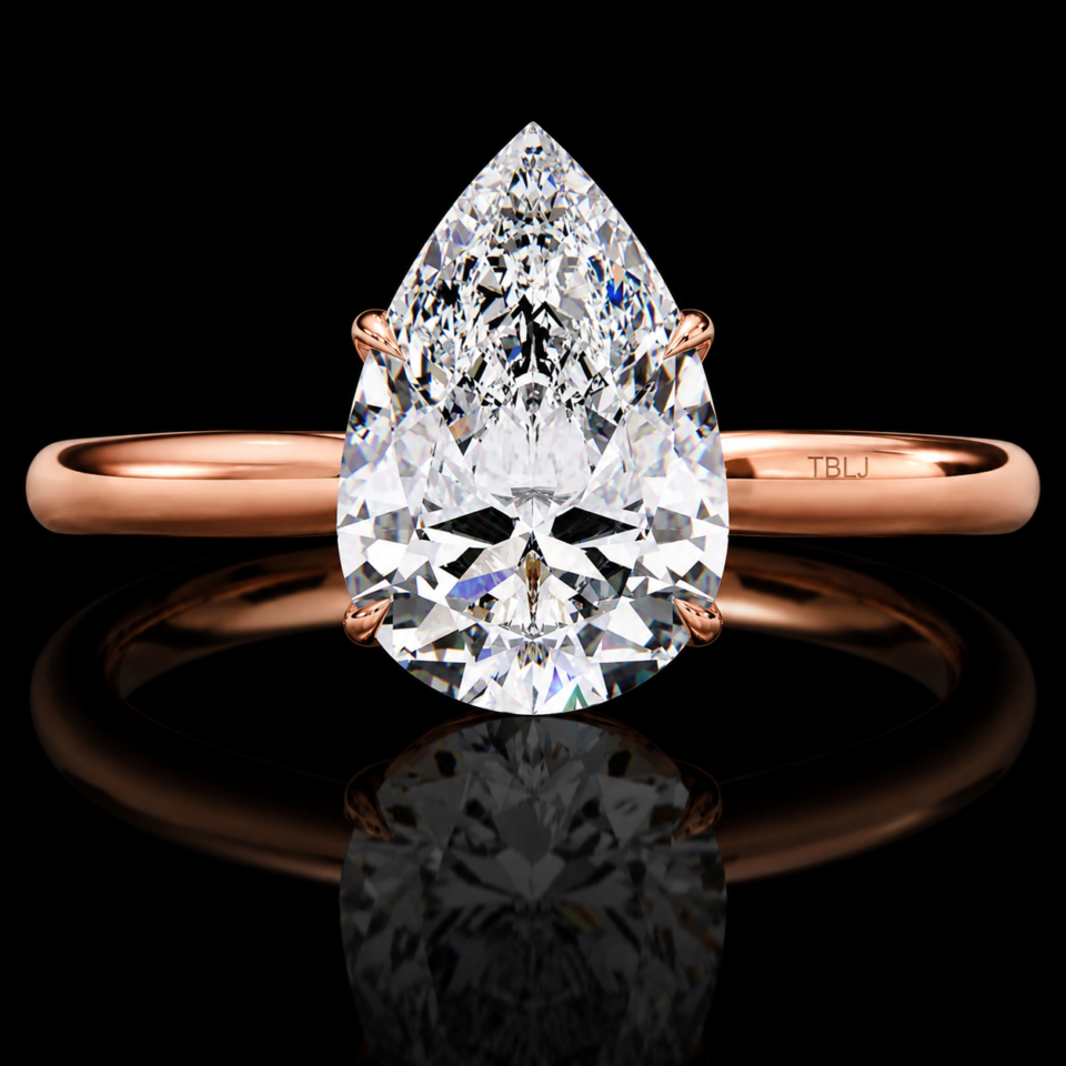 2 CT Pear Cut Lab Grown Diamond Solitaire Engagement Ring