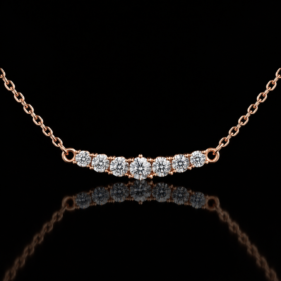 7-stone curved diamond bar necklace 0.94ct Graduated Curved Lab-Grown Diamond