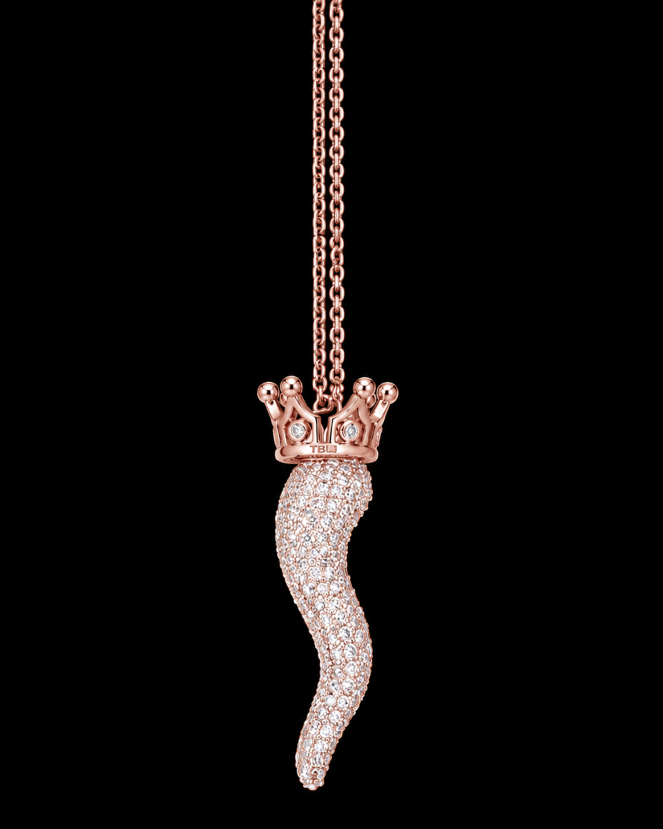 Crown Pavé Diamond Horn Pendant Necklace